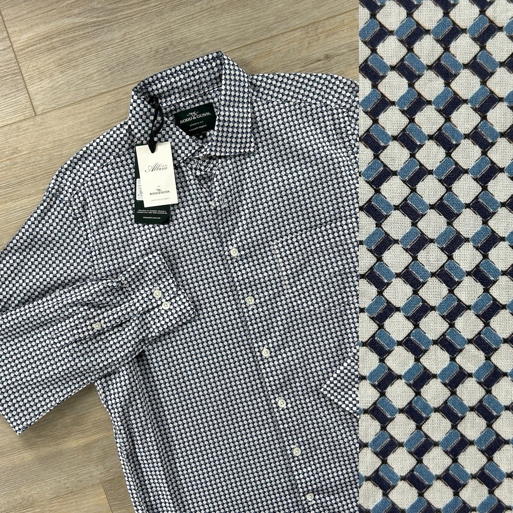 Rodd & Gunn Medium Marshland Sports Fit Button Up Shirt Blue Diamond